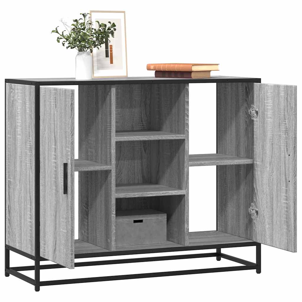 Credenza Grigio Sonoma 92x35x76 cm in Legno Multistrato
