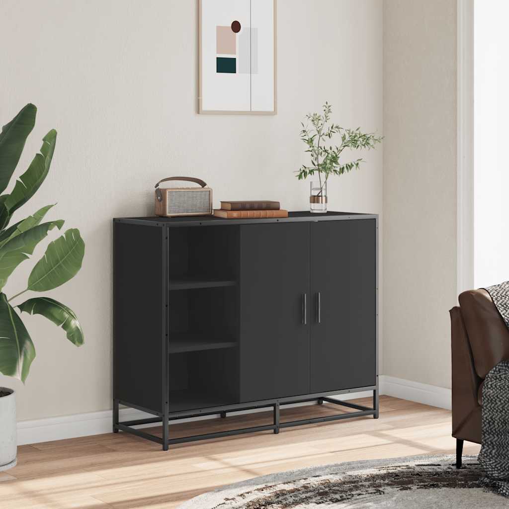 Credenza Nera 92x35x76 cm in Legno Multistrato