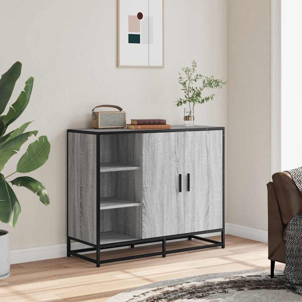 Credenza Grigio Sonoma 92x35x76 cm in Legno Multistrato