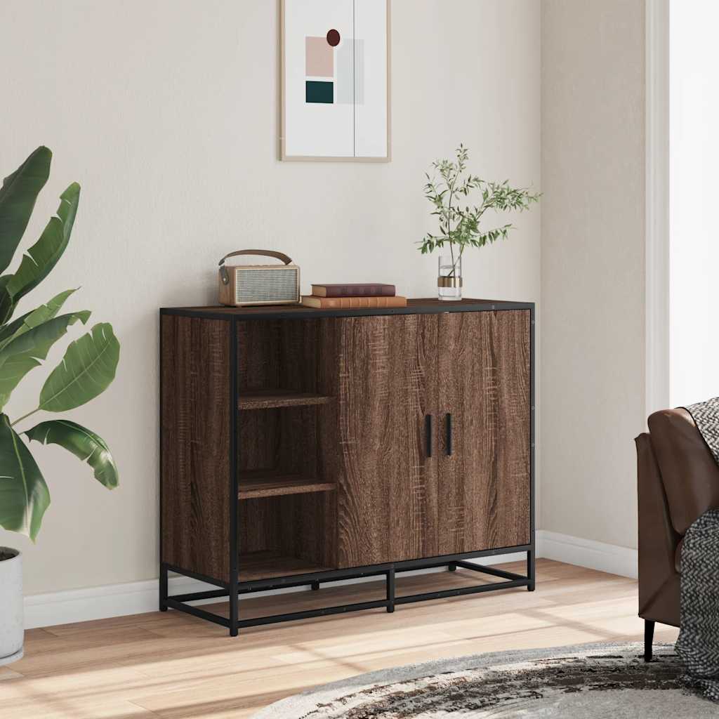 Credenza Rovere Marrone 92x35x76 cm in Legno Multistrato