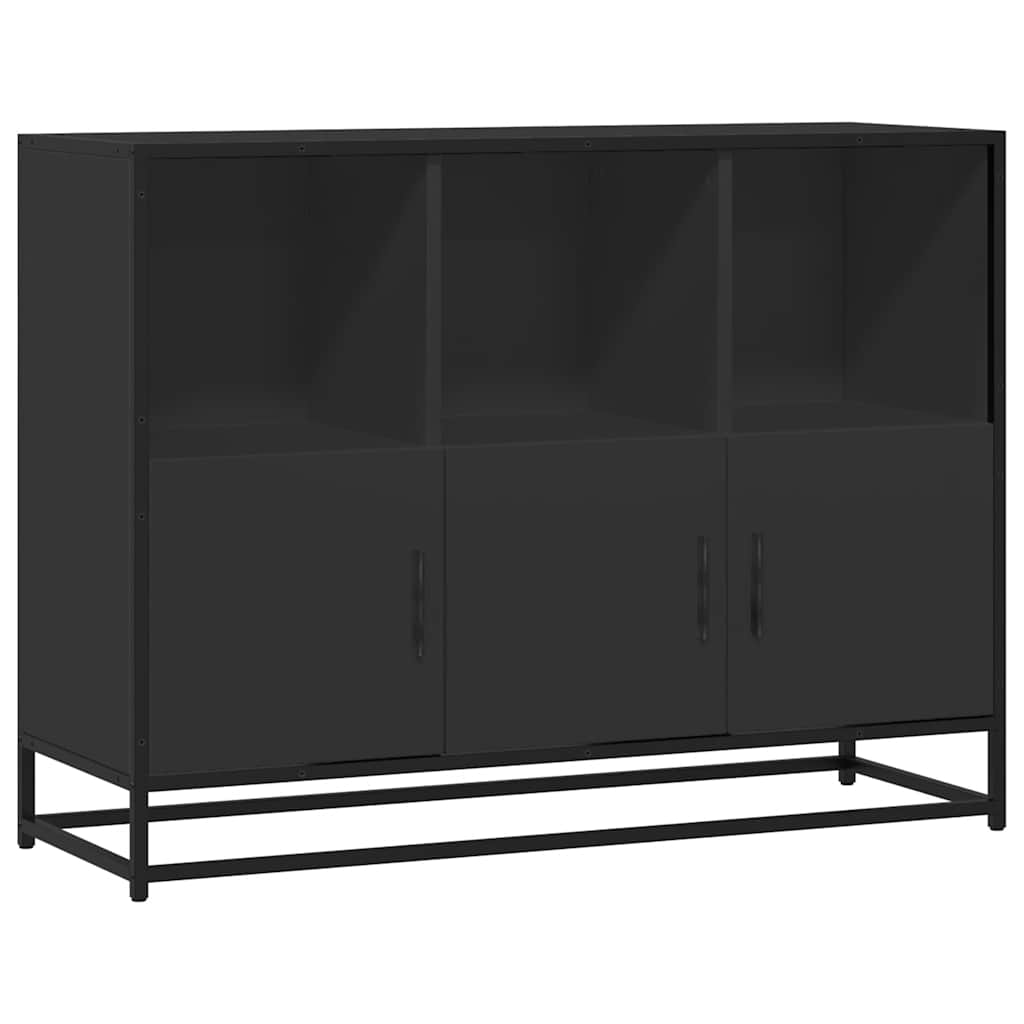 Credenza Nera 100x35x76 cm in Legno Multistrato