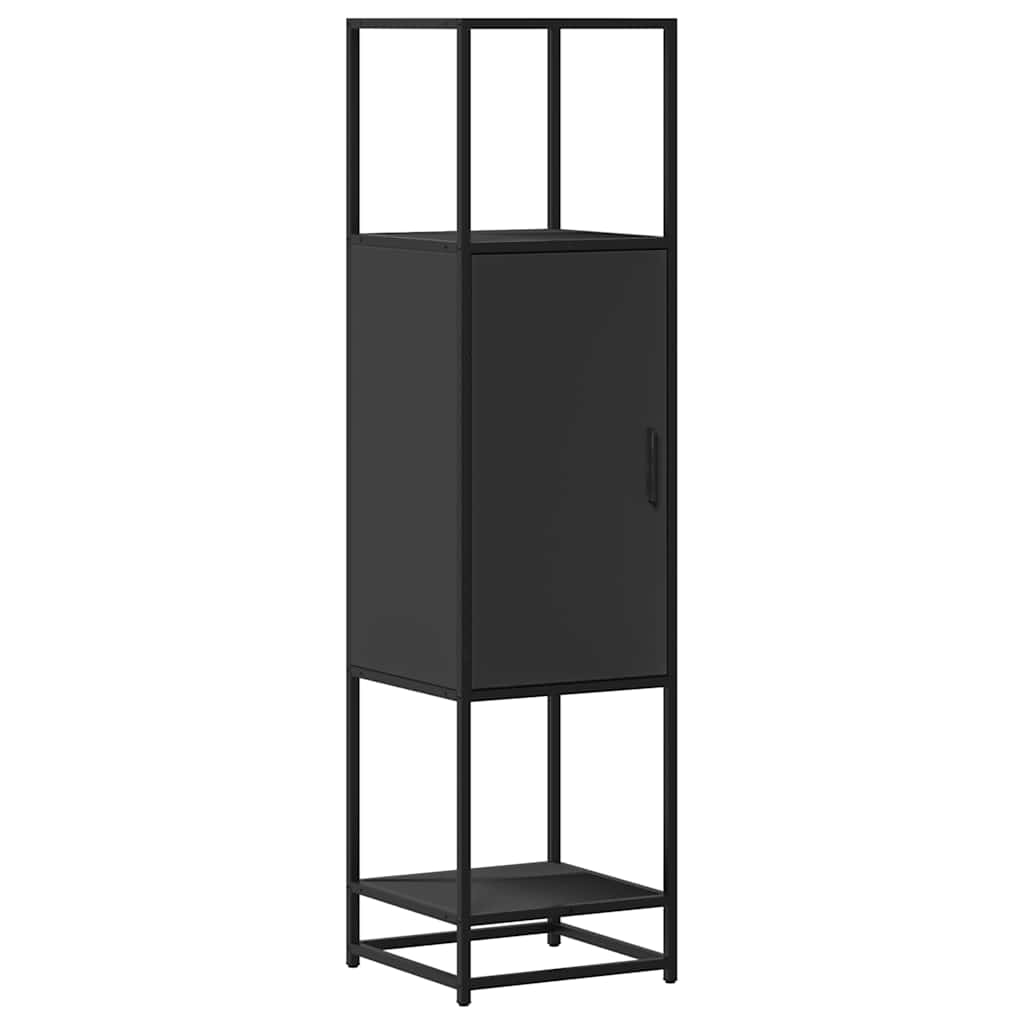 Credenza Nera 35,5x35x139 cm Legno Multistrato Metallo