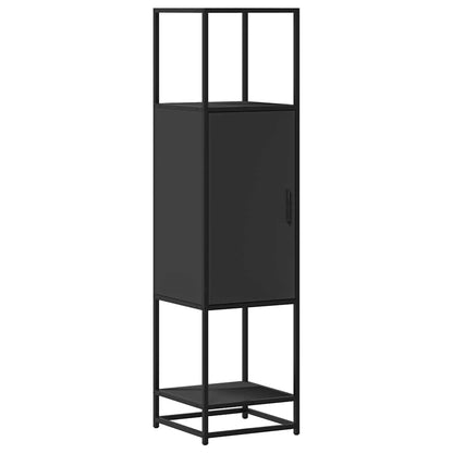 Credenza Nera 35,5x35x139 cm Legno Multistrato Metallo