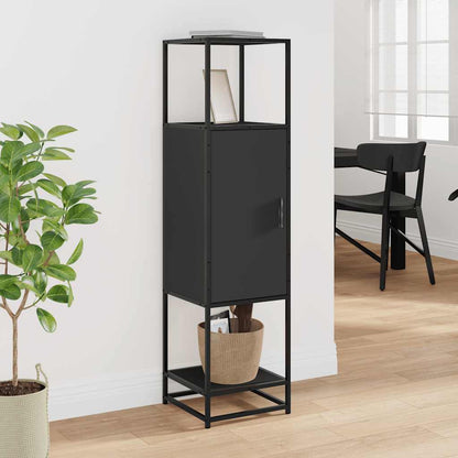 Credenza Nera 35,5x35x139 cm Legno Multistrato Metallo