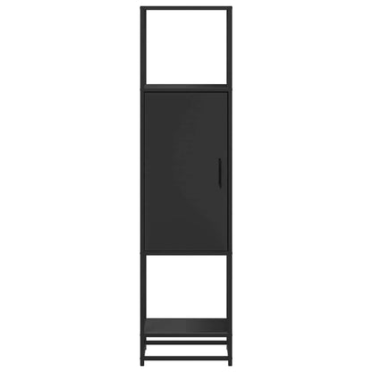 Credenza Nera 35,5x35x139 cm Legno Multistrato Metallo