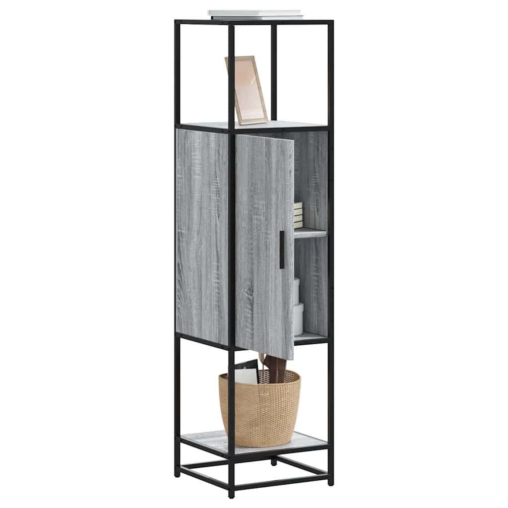 Credenza Grigio Sonoma 35,5x35x139 cm Legno Multistrato Metallo