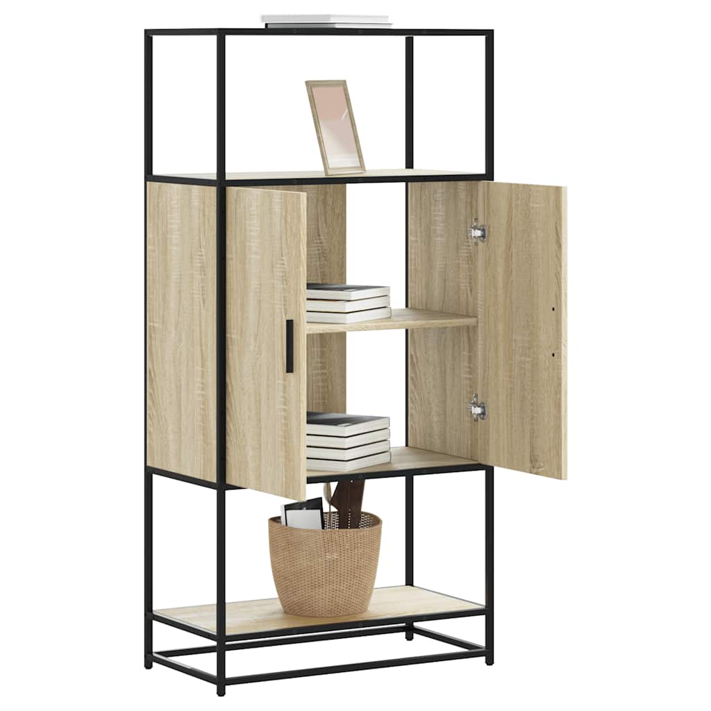 Credenza Rovere Sonoma 68x35x139 cm Legno Multistrato Metallo