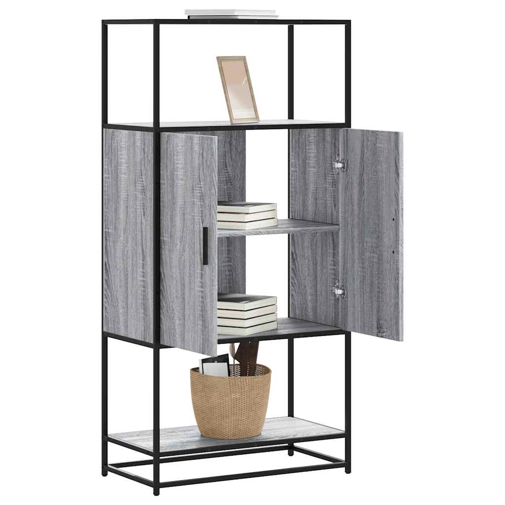 Credenza Grigio Sonoma 68x35x139 cm Legno Multistrato Metallo
