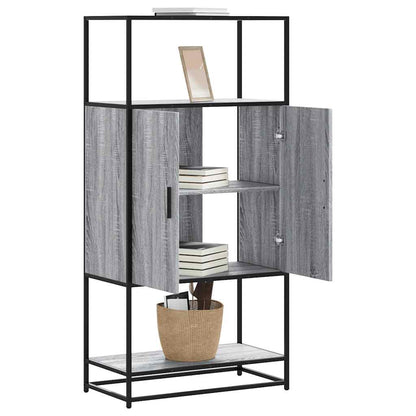 Credenza Grigio Sonoma 68x35x139 cm Legno Multistrato Metallo
