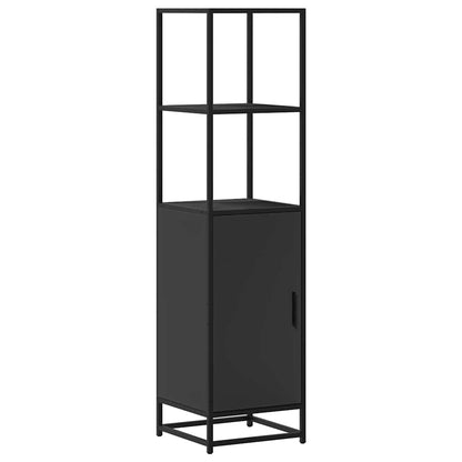 Credenza Nera 35,5x35x139 cm Legno Multistrato Metallo