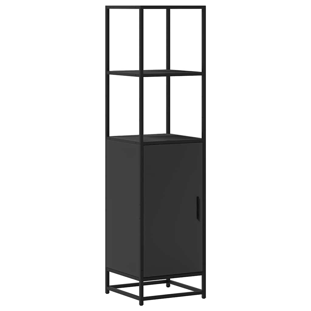 Credenza Nera 35,5x35x139 cm Legno Multistrato Metallo
