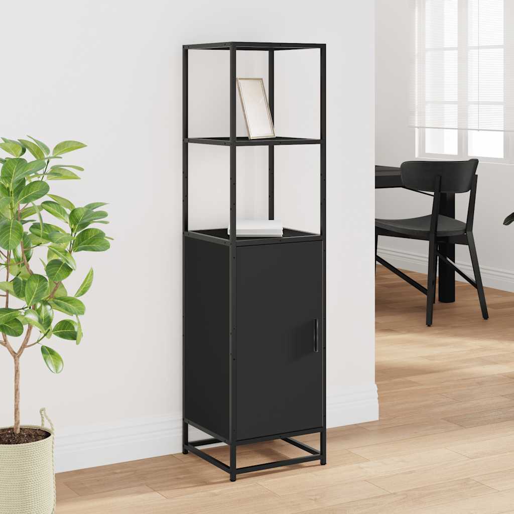 Credenza Nera 35,5x35x139 cm Legno Multistrato Metallo