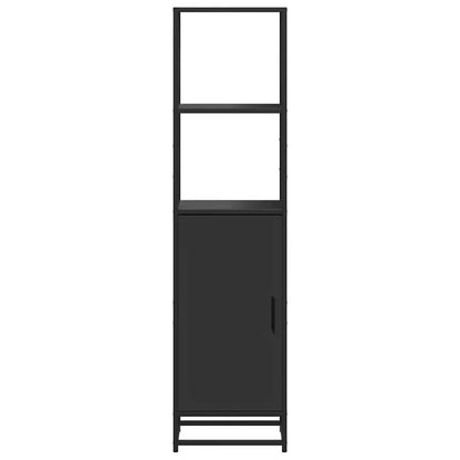Credenza Nera 35,5x35x139 cm Legno Multistrato Metallo