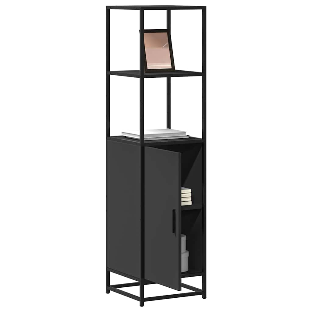 Credenza Nera 35,5x35x139 cm Legno Multistrato Metallo