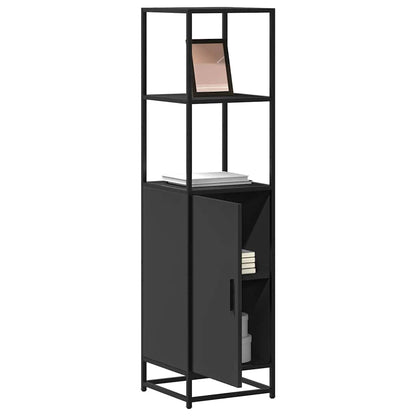 Credenza Nera 35,5x35x139 cm Legno Multistrato Metallo