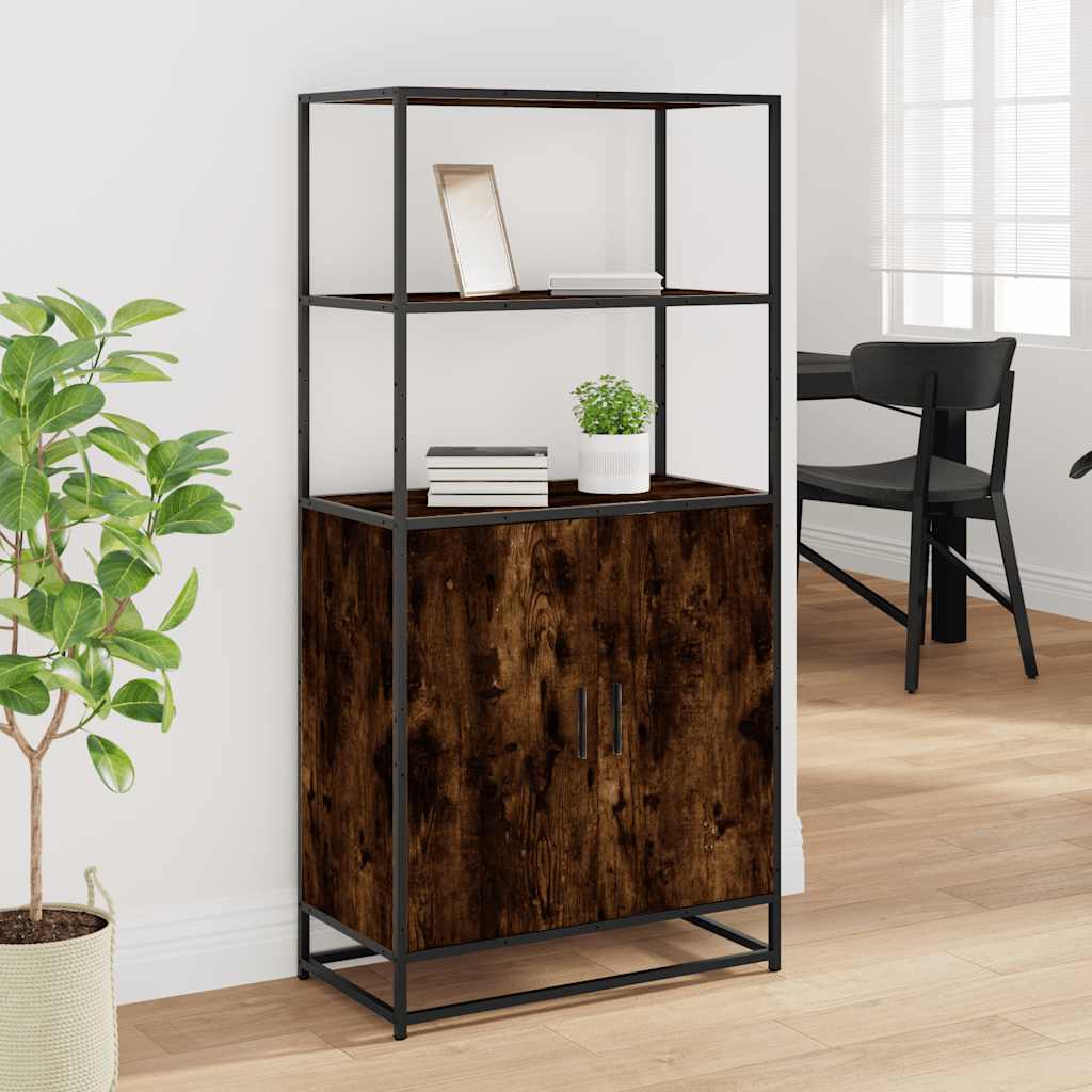 Credenza Rovere Fumo 68x35x139 cm Legno Multistrato Metallo