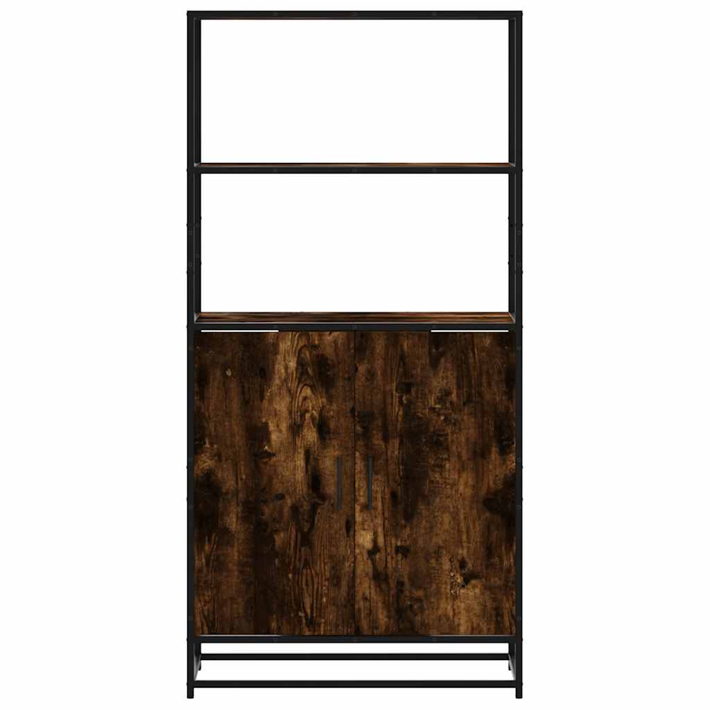 Credenza Rovere Fumo 68x35x139 cm Legno Multistrato Metallo