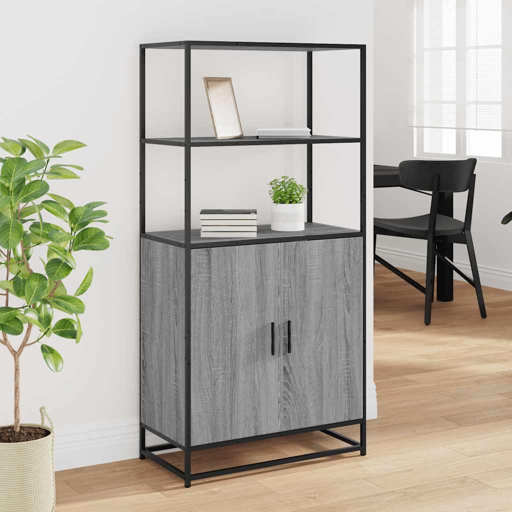 Credenza Grigio Sonoma 68x35x139 cm Legno Multistrato Metallo