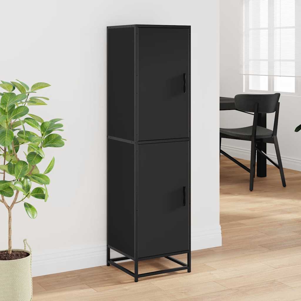 Credenza Nera 35,5x35x139 cm Legno Multistrato Metallo