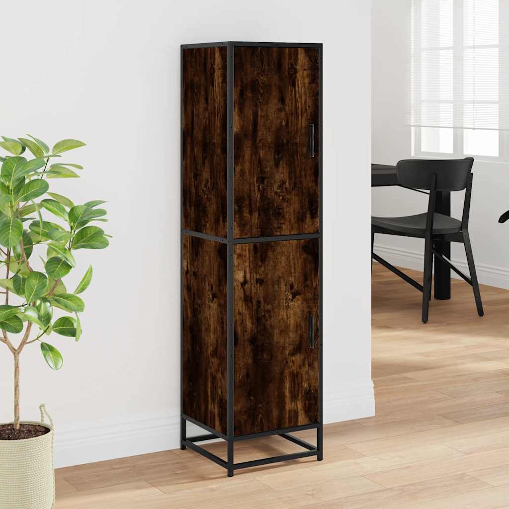 Credenza Rovere Fumo 35,5x35x139 cm Legno Multistrato Metallo