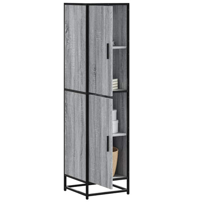 Credenza Grigio Sonoma 35,5x35x139 cm Legno Multistrato Metallo