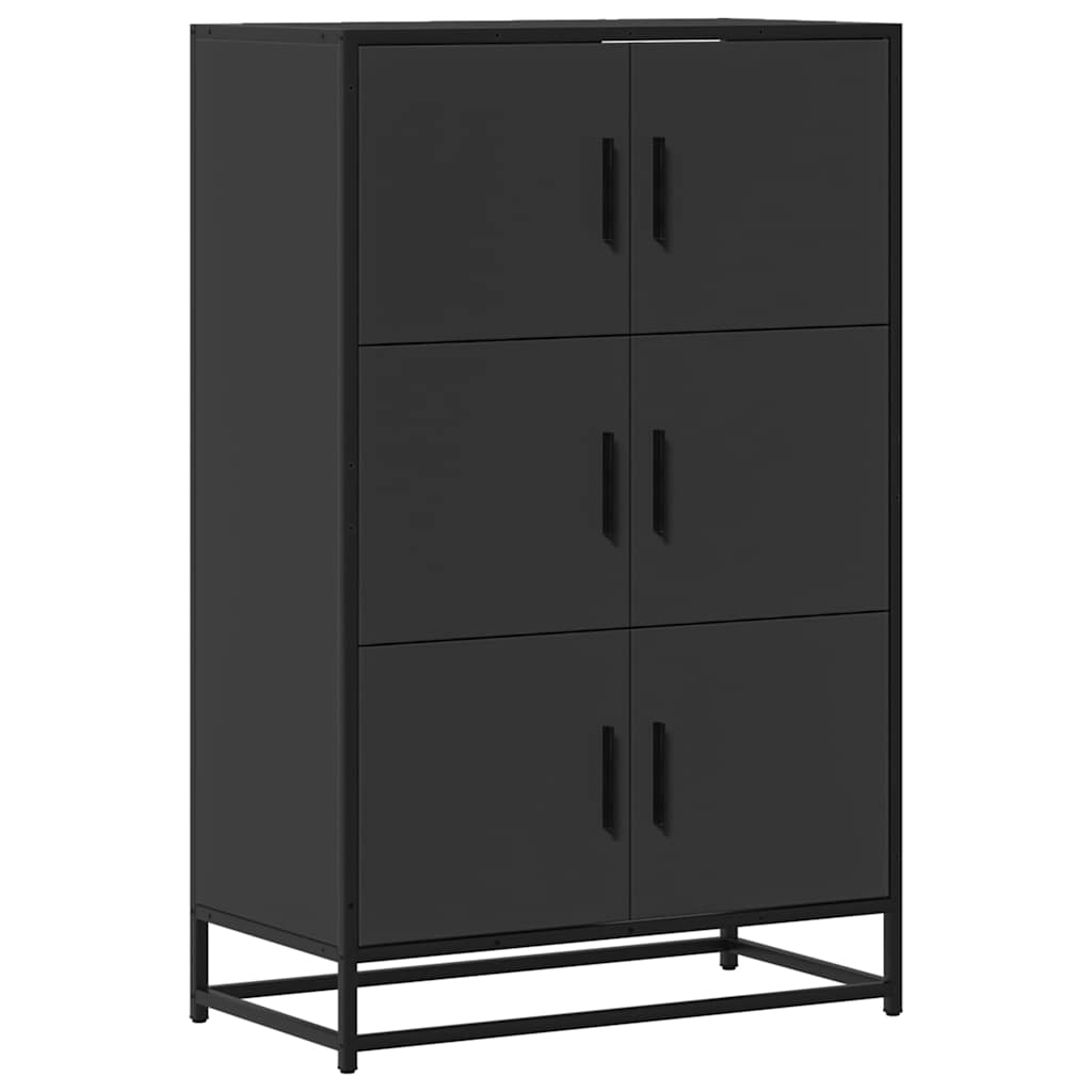Credenza Nera 68x35x106,5 cm Legno Multistrato Metallo