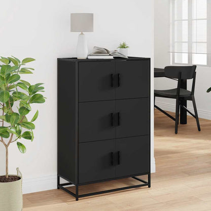 Credenza Nera 68x35x106,5 cm Legno Multistrato Metallo