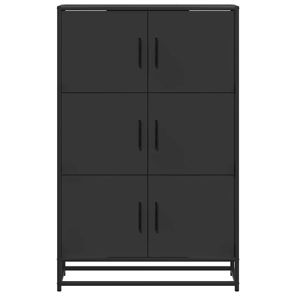 Credenza Nera 68x35x106,5 cm Legno Multistrato Metallo