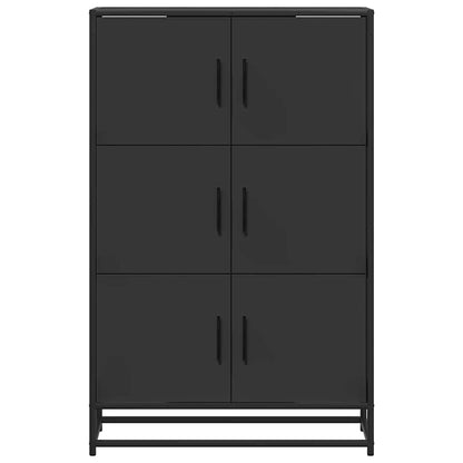 Credenza Nera 68x35x106,5 cm Legno Multistrato Metallo