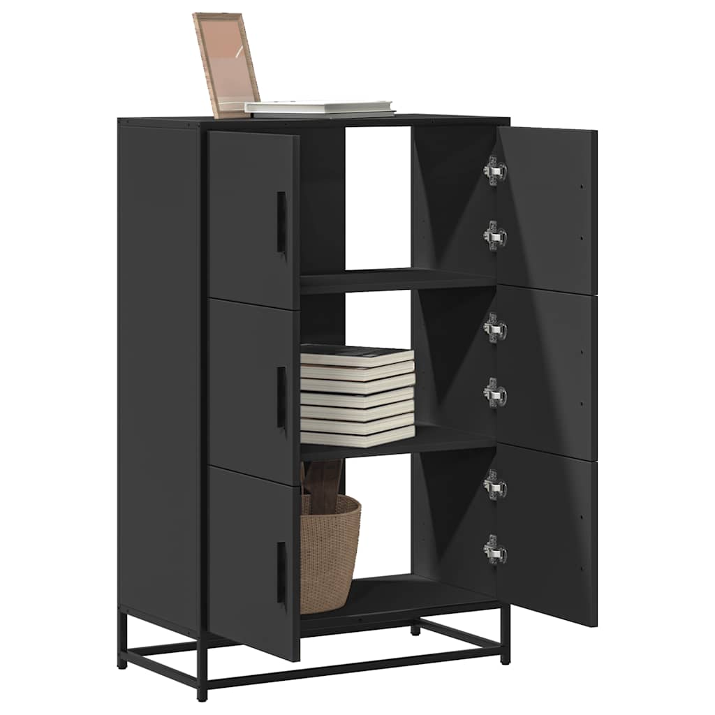 Credenza Nera 68x35x106,5 cm Legno Multistrato Metallo