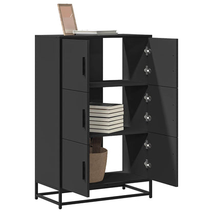 Credenza Nera 68x35x106,5 cm Legno Multistrato Metallo
