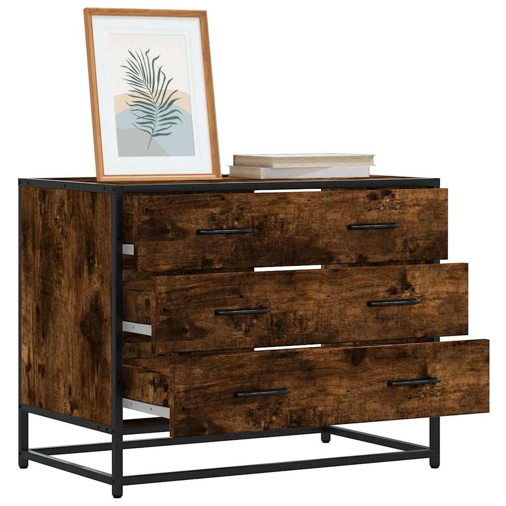 Cassettiera Rovere Fumo 70x41x56 cm in Legno Multistrato