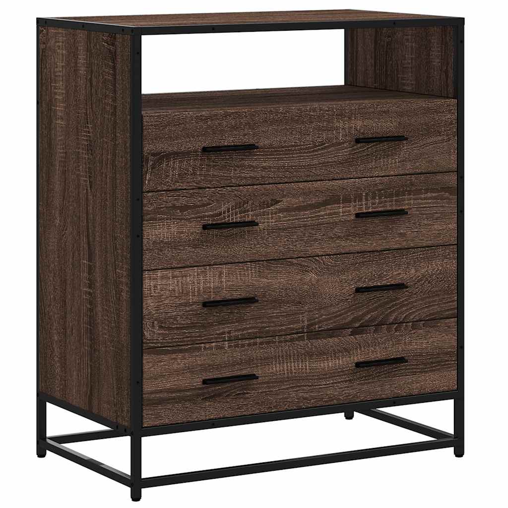 Cassettiera Rovere Marrone 70x41x83,5 cm in Legno Multistrato
