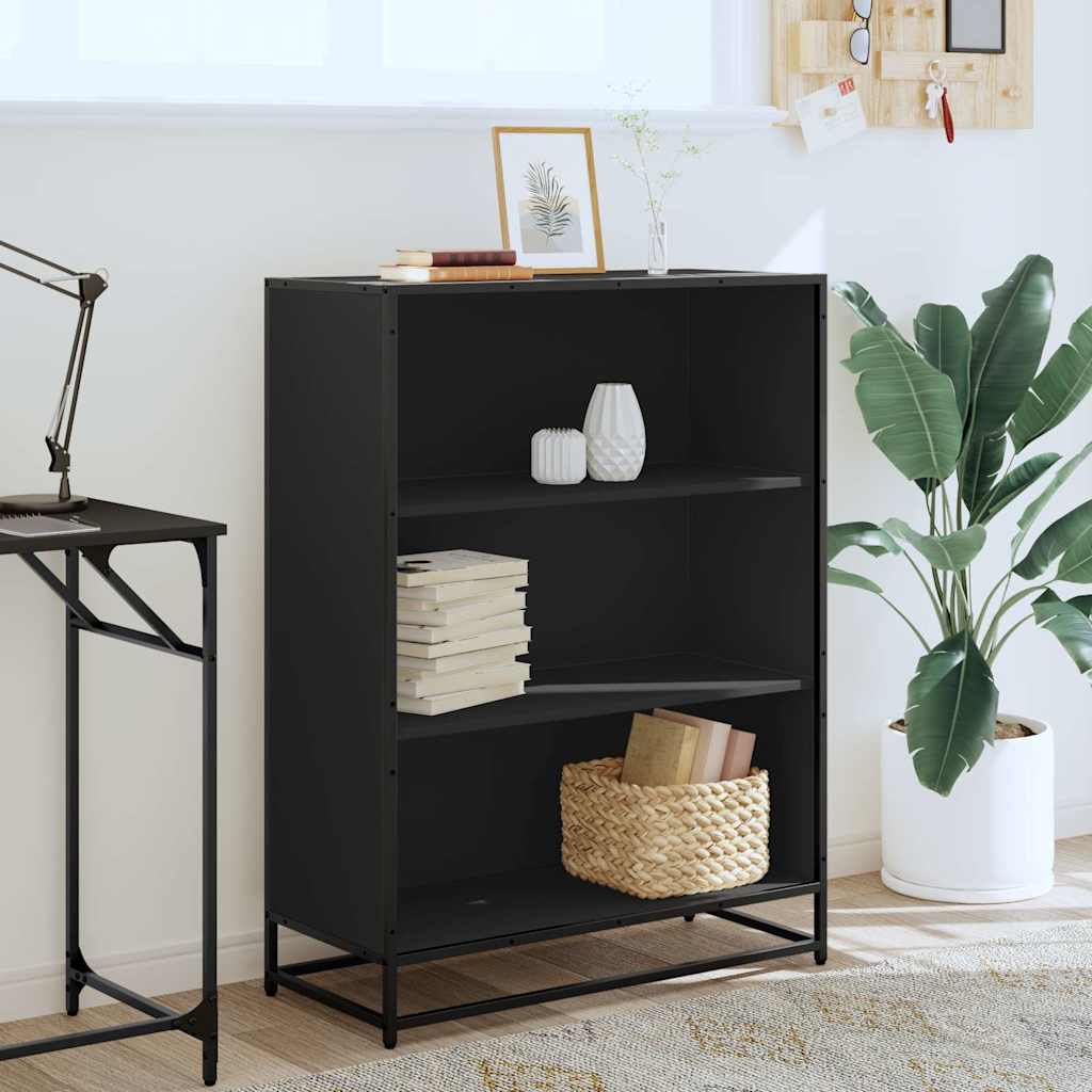Libreria Nera 80,5x35x107,5 cm in Legno Multistrato
