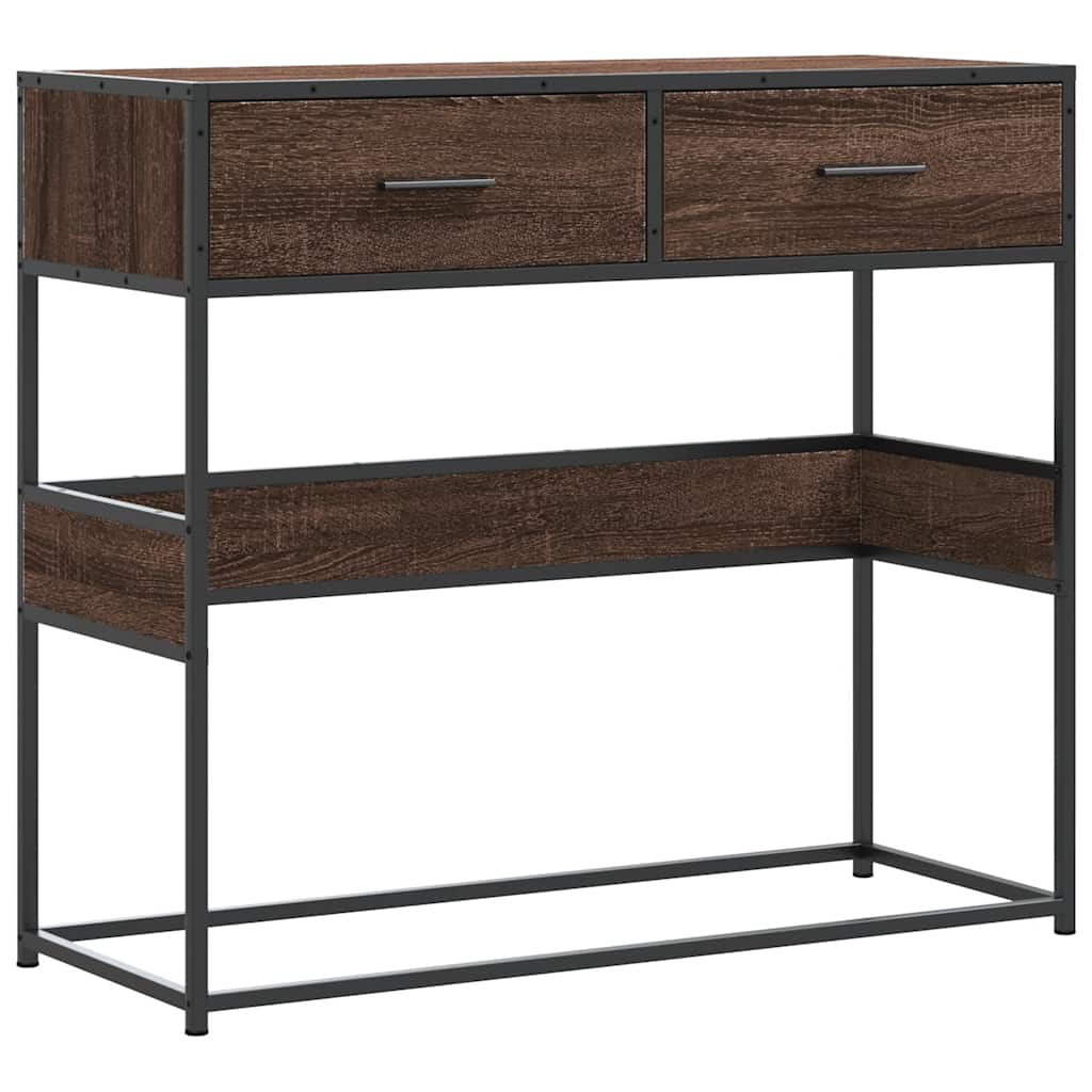 Tavolo Consolle Rovere Marrone 90x35x80 cm Legno Multistrato