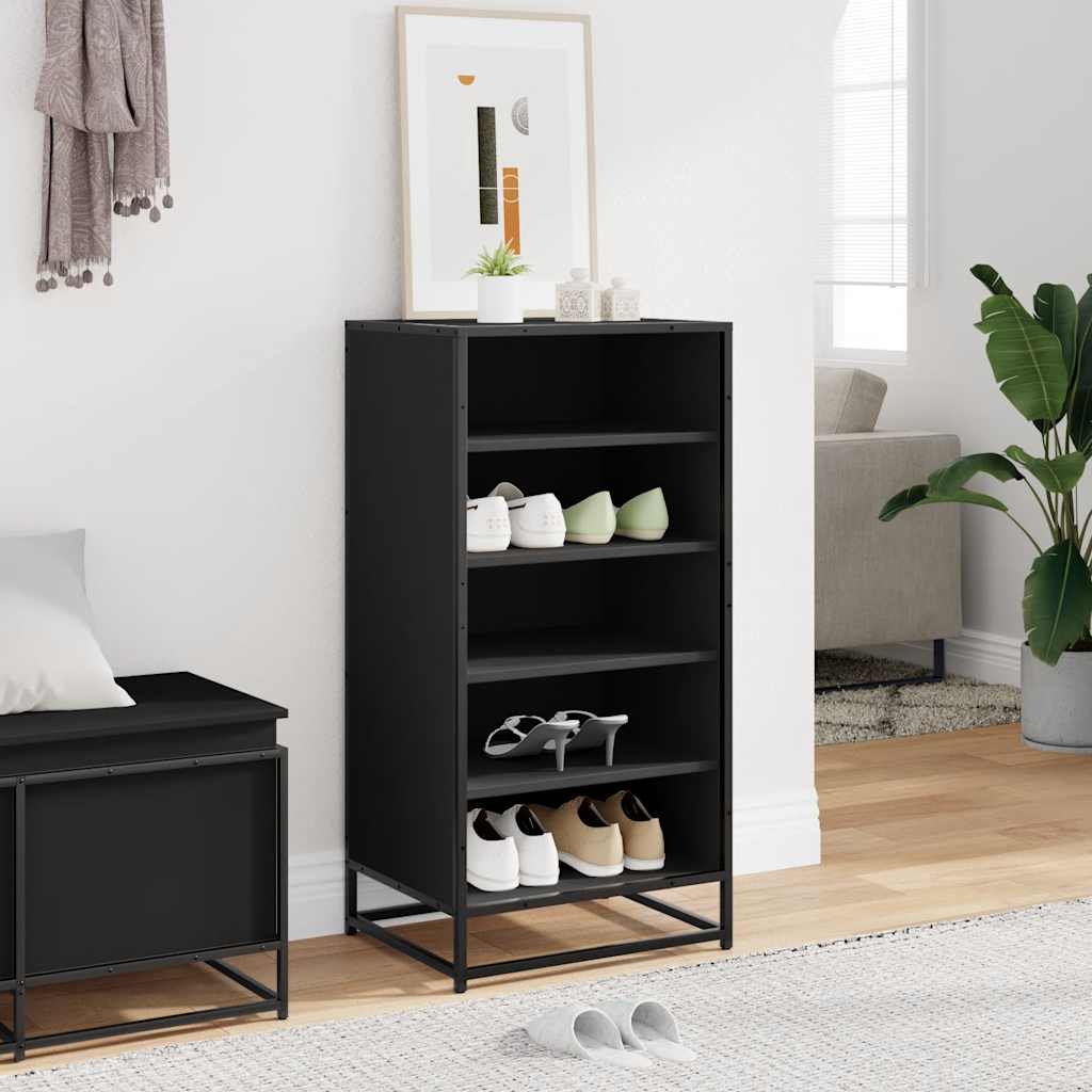 Scarpiera Nera 48x38x97,5 cm in Legno Multistrato