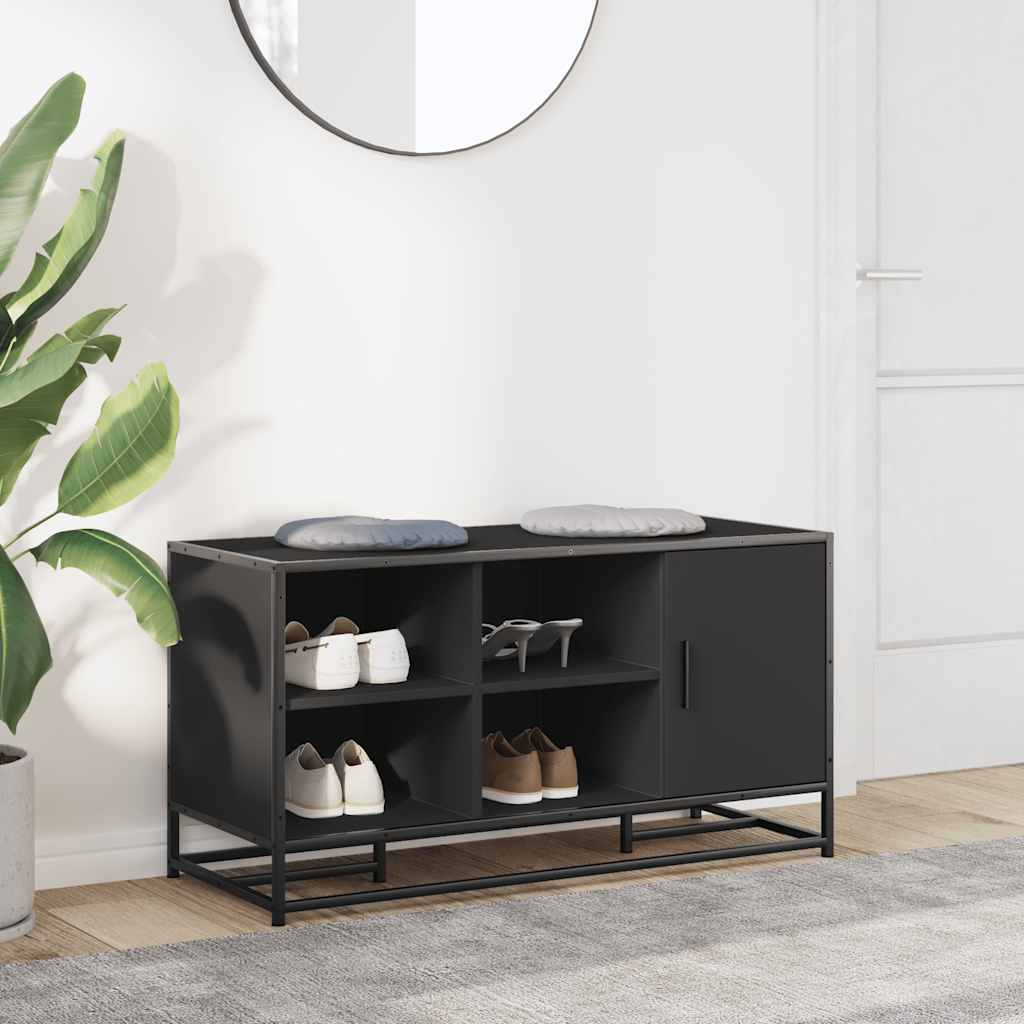 Scarpiera Nera 100x40x53,5 cm in Truciolato e Metallo