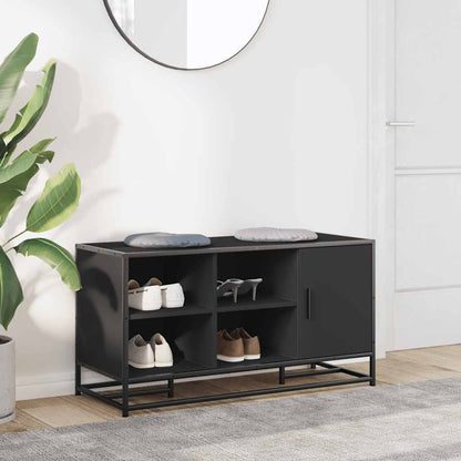 Scarpiera Nera 100x40x53,5 cm in Truciolato e Metallo