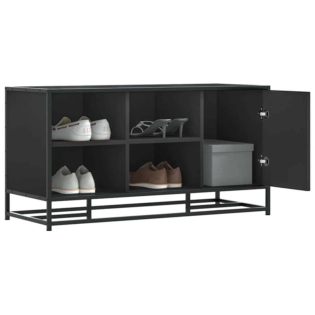 Scarpiera Nera 100x40x53,5 cm in Truciolato e Metallo