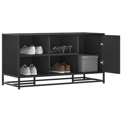 Scarpiera Nera 100x40x53,5 cm in Truciolato e Metallo