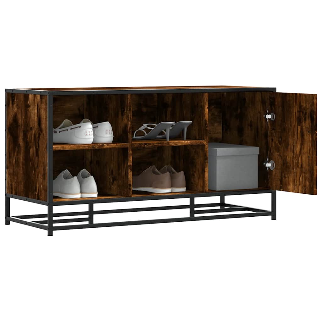 Scarpiera in Rovere Fumo 100x40x53,5 cm in Truciolato e Metallo