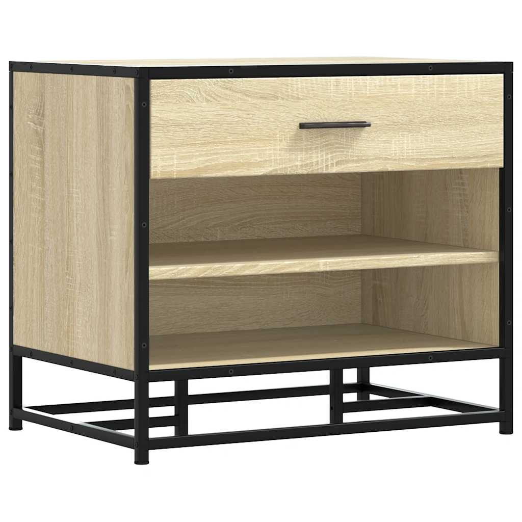Panca Portaoggetti Rovere Sonoma Legno Multistrato e Metallo