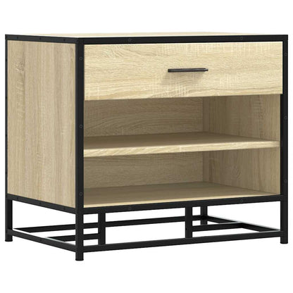 Panca Portaoggetti Rovere Sonoma Legno Multistrato e Metallo
