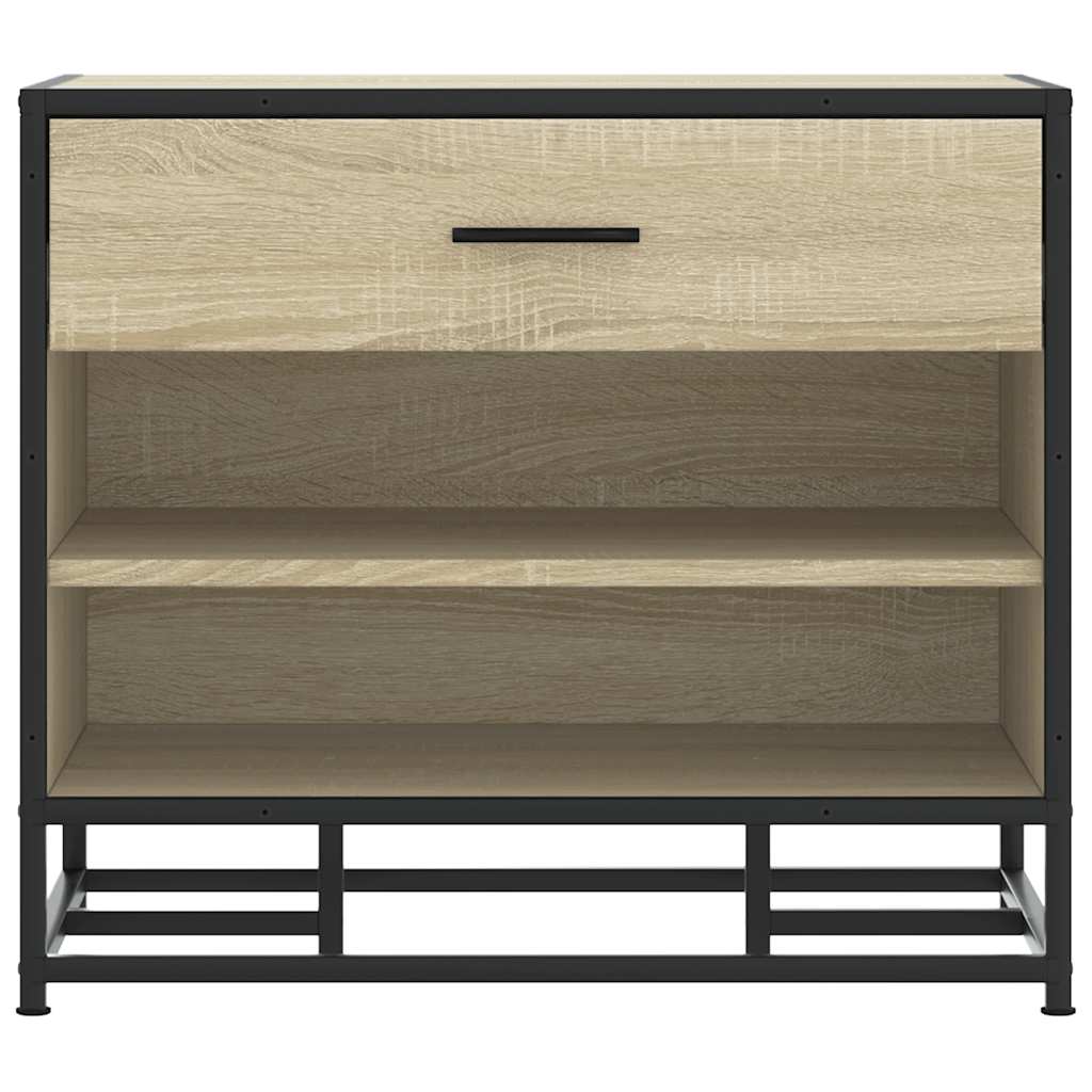 Panca Portaoggetti Rovere Sonoma Legno Multistrato e Metallo