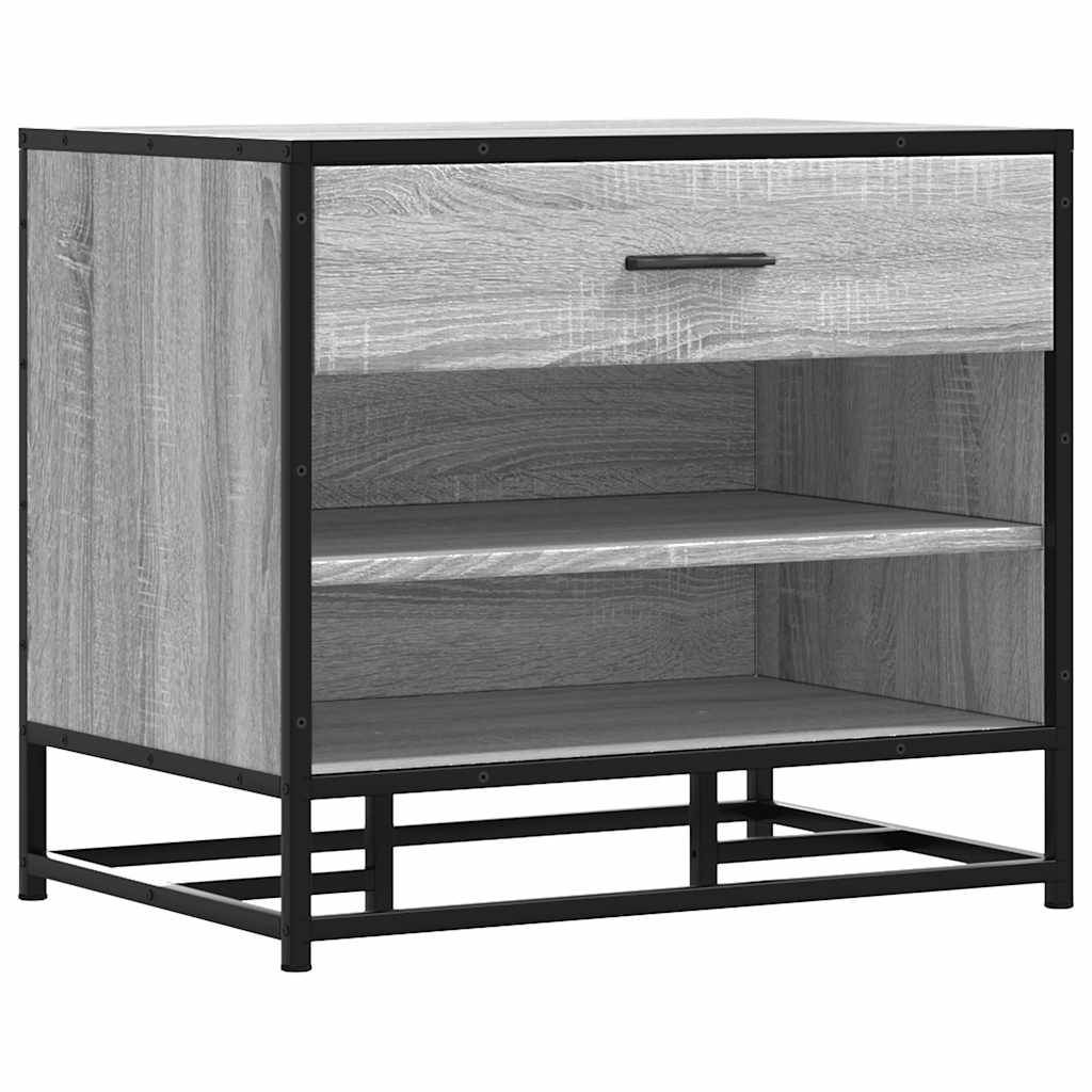 Panca Portaoggetti Grigio Sonoma Legno Multistrato e Metallo