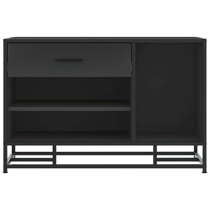 Panca Portaoggetti Nera 80x40x53,5 cm Multistrato e Metallo
