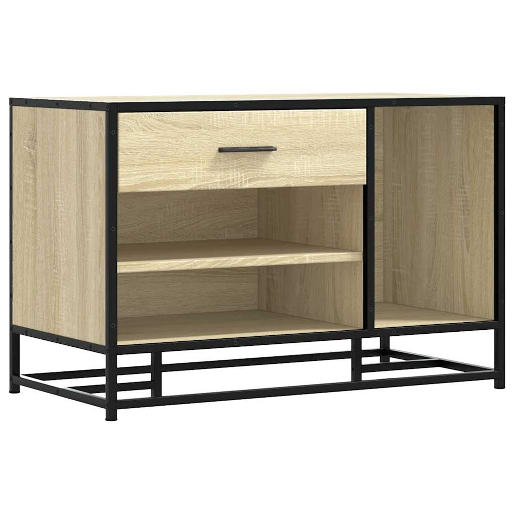 Panca Portaoggetti Rovere Sonoma Legno Multistrato e Metallo