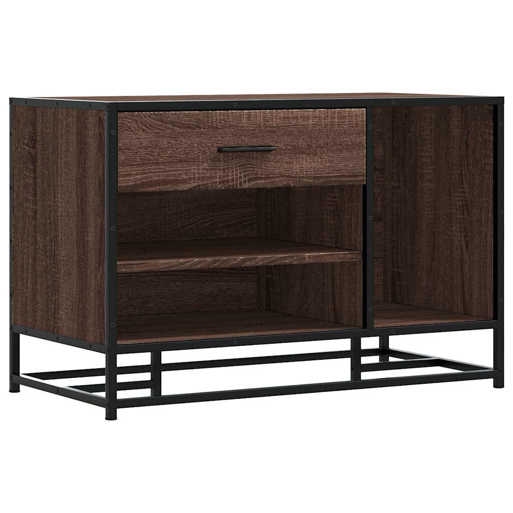 Panca Portaoggetti Rovere Marrone Legno Multistrato e Metallo