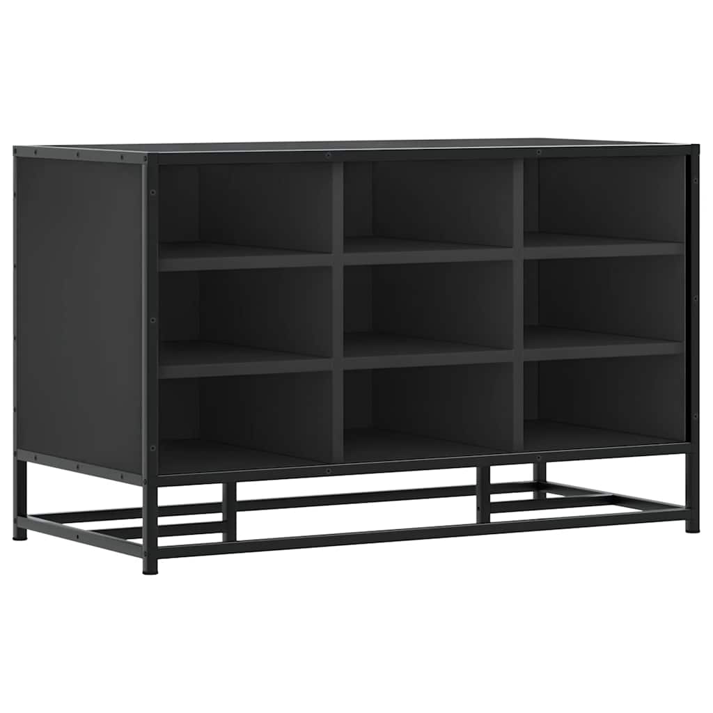 Scarpiera Nera 84x40x53,5 cm in Truciolato e Metallo
