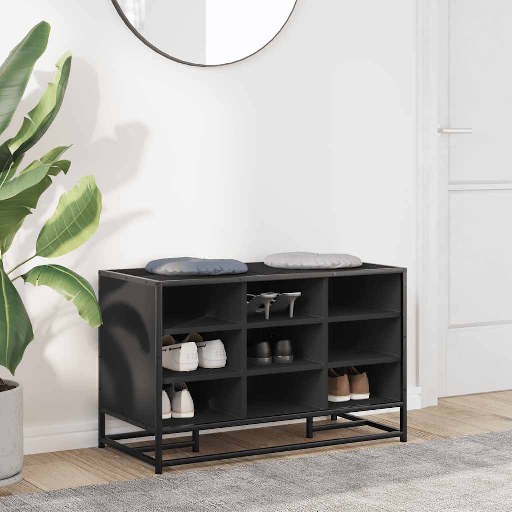 Scarpiera Nera 84x40x53,5 cm in Truciolato e Metallo